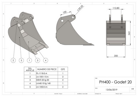 Godet 20 PH400